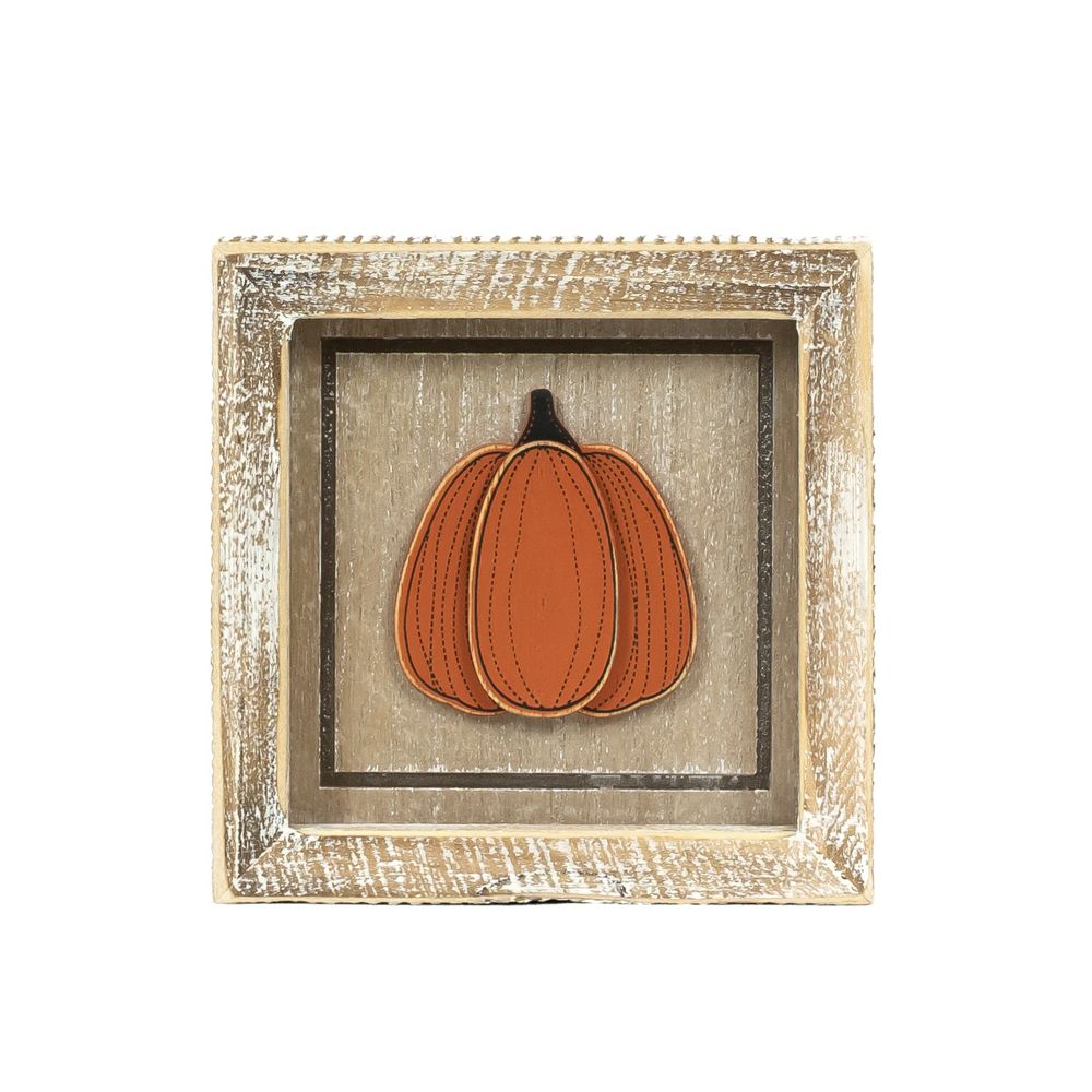 5" Reversible Wood Frame Sign - Pumpkin/Gourd Day