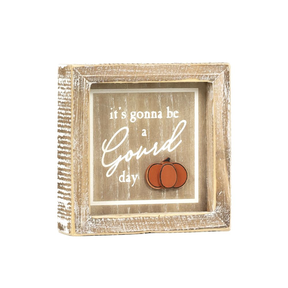 5" Reversible Wood Frame Sign - Pumpkin/Gourd Day