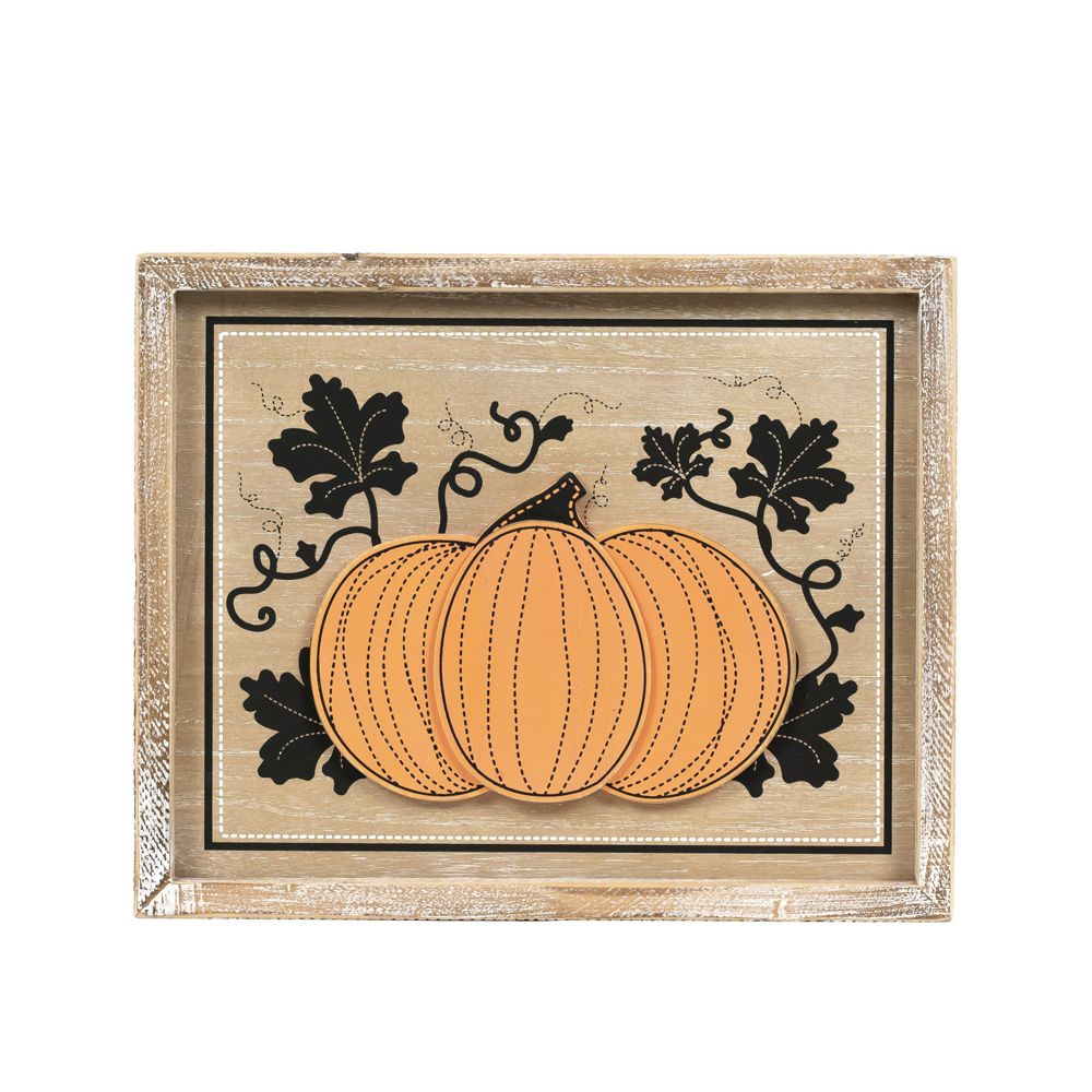 10" x 13" Reversible Wood Frame Sign - Cage and Pumpkin | Multicolor