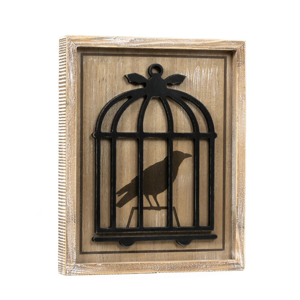 10" x 13" Reversible Wood Frame Sign - Cage and Pumpkin | Multicolor