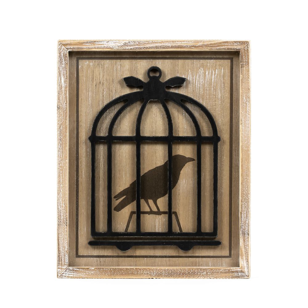 10" x 13" Reversible Wood Frame Sign - Cage and Pumpkin | Multicolor