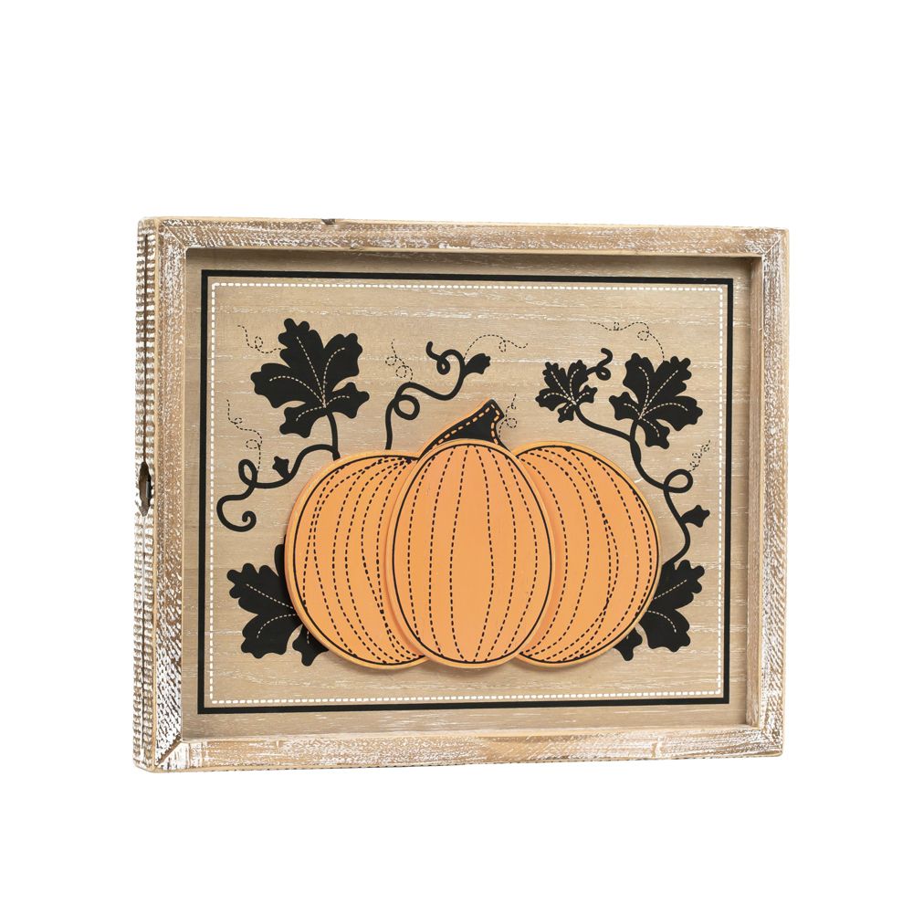 10" x 13" Reversible Wood Frame Sign - Cage and Pumpkin | Multicolor
