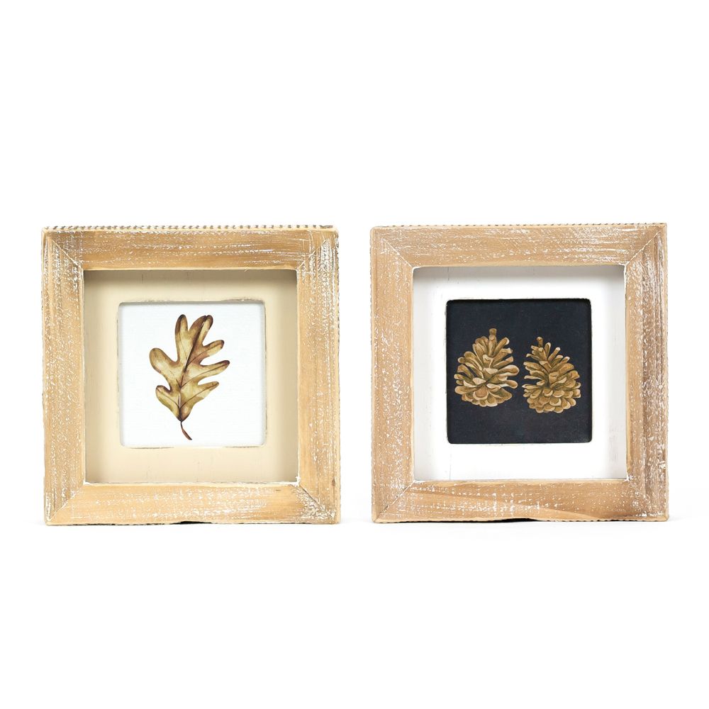 5x5x1.5 rvs wood frame sign (PINECONES/LEAF)