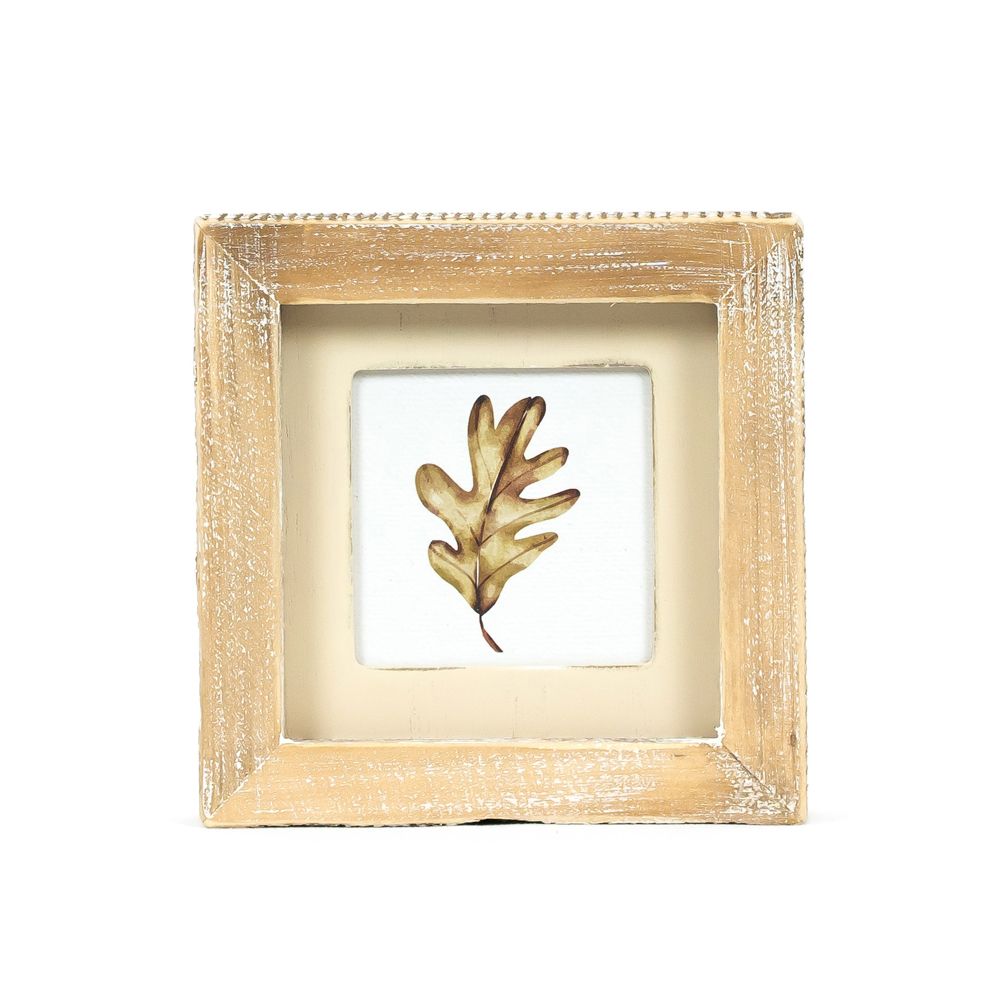 5" Reversible Wood Frame Sign - Pinecones/Leaf