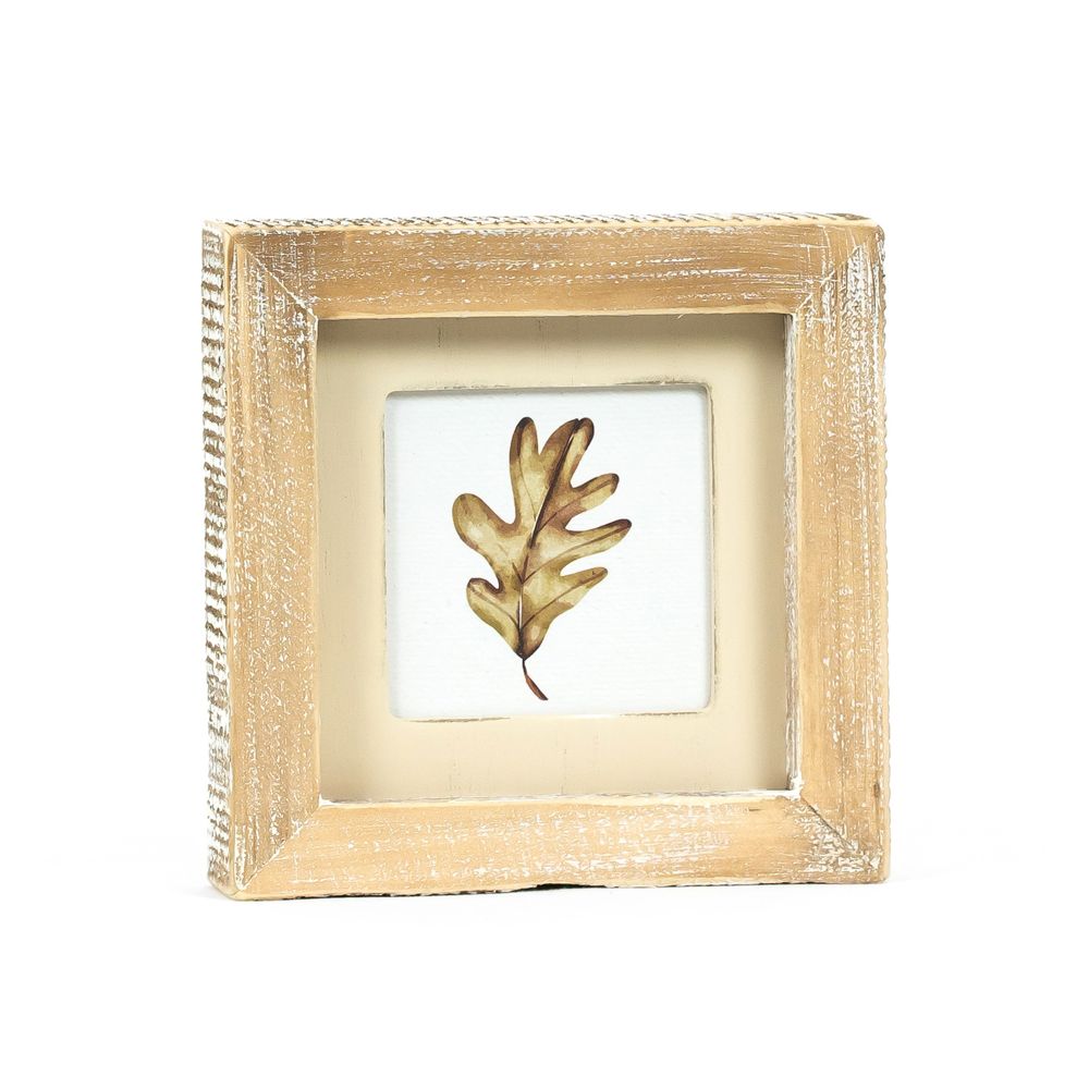 5" Reversible Wood Frame Sign - Pinecones/Leaf