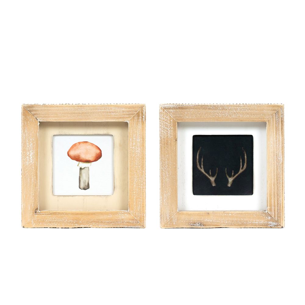 5x5x1.5 rvs wood frame sign (ANTLER/MUSHROOM)