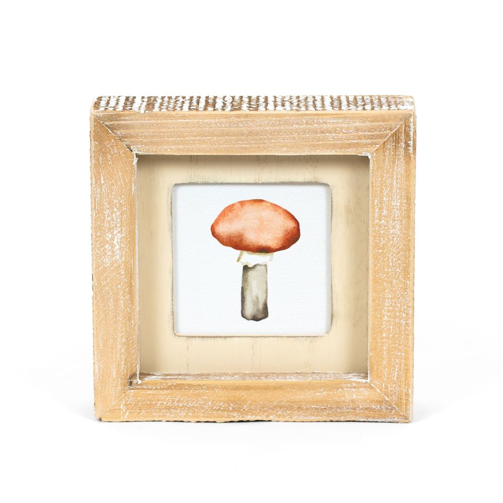 5" Reversible Wood Frame Sign - Antler/Mushroom
