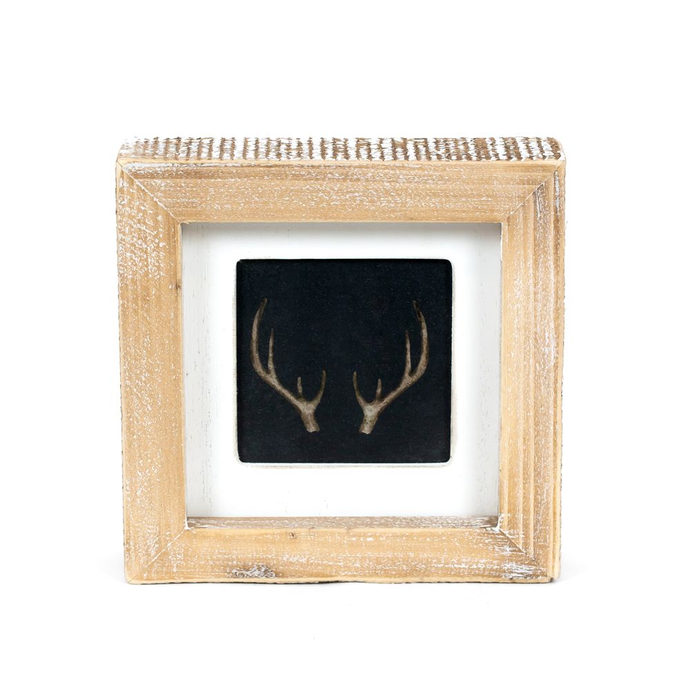 5" Reversible Wood Frame Sign - Antler/Mushroom