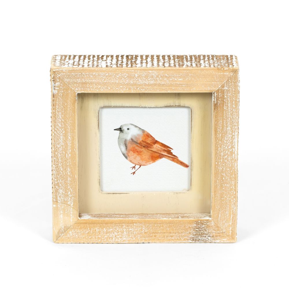 5" Reversible Wood Frame Sign - Bird