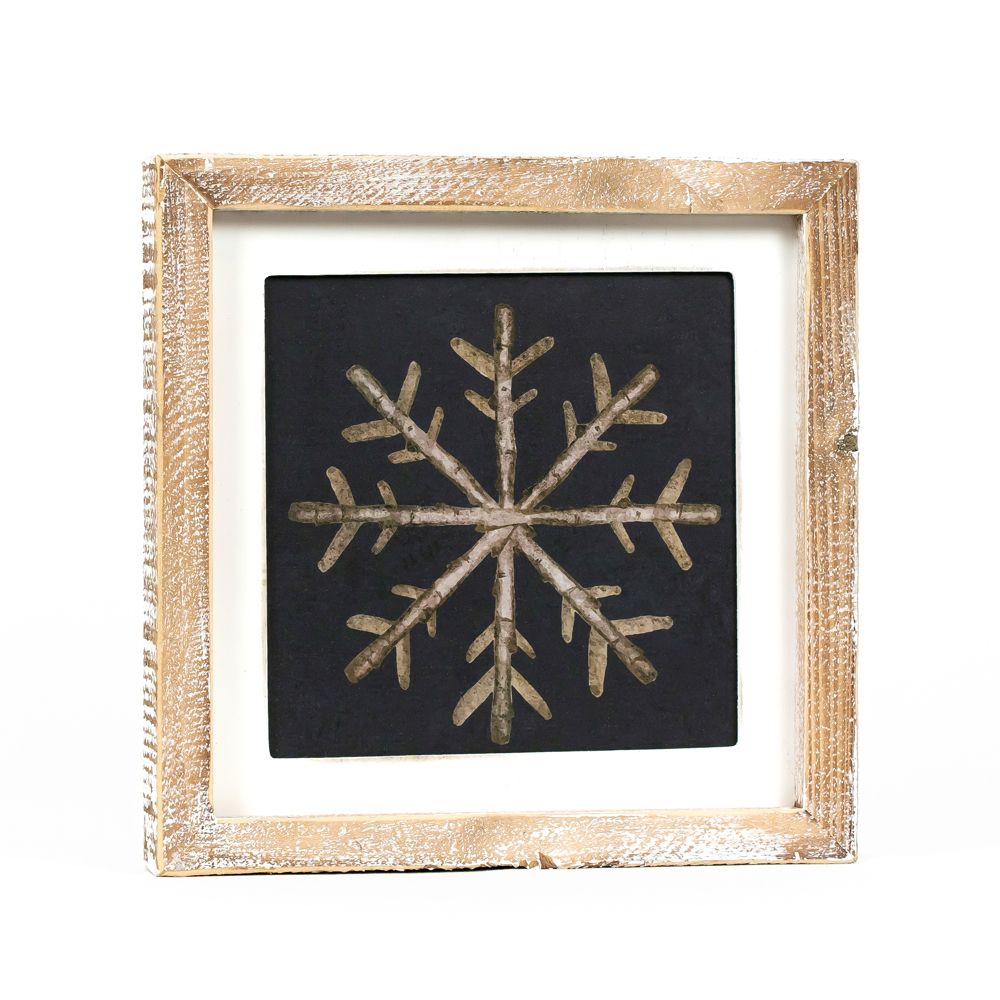 10" Reversible Wood Frame Sign - Snowflake/Acorn | Multicolor