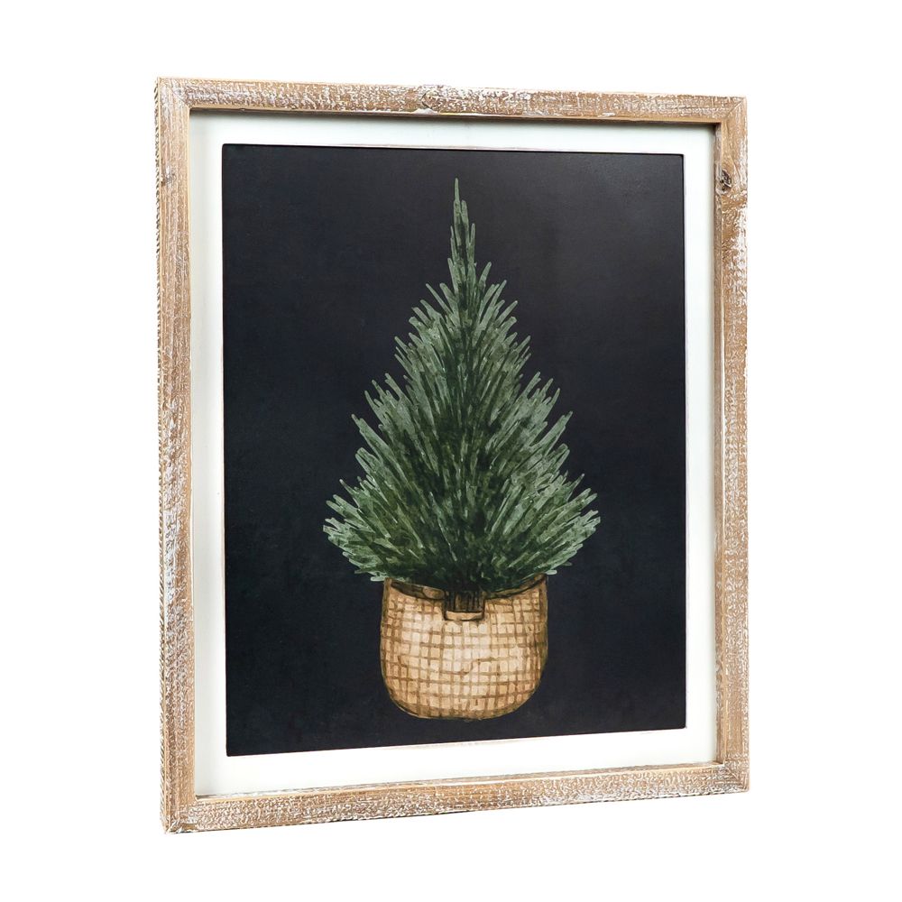16" x 19" Reversible Wood Frame Sign - Pinetree/Leaves | Multicolor