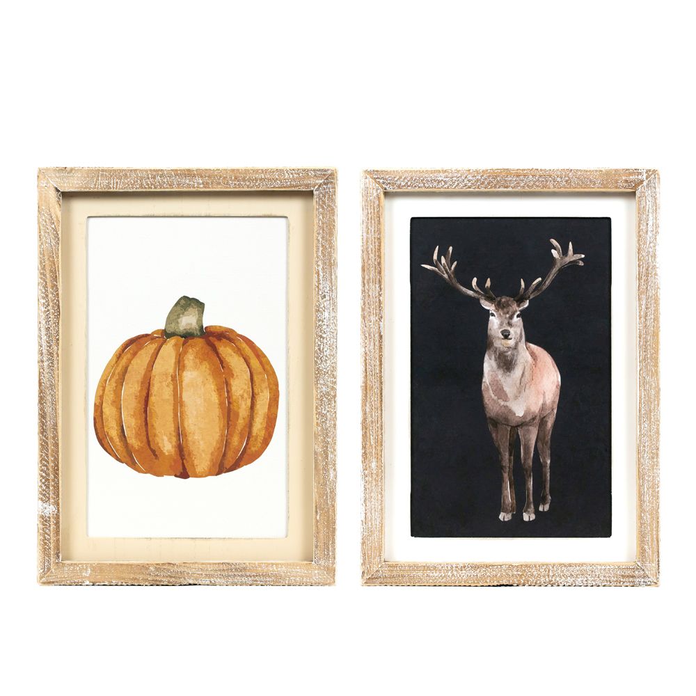 10x13x1.5 rvs wood frame sign (REINDEER/PUMPKIN)