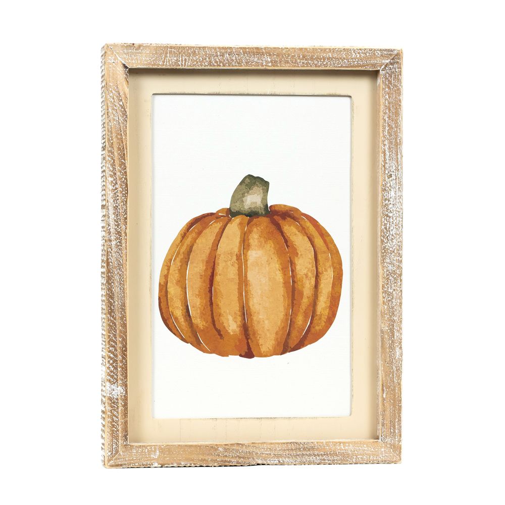 10" x 13" Reversible Wood Frame Sign - Reindeer and Pumpkin | Multicolor