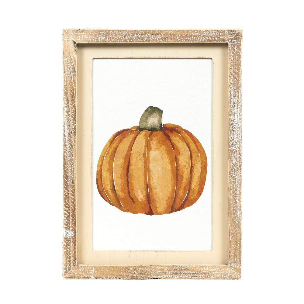 10" x 13" Reversible Wood Frame Sign - Reindeer and Pumpkin | Multicolor