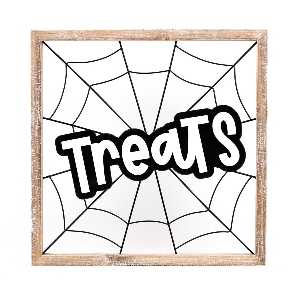 17" Wood Frame Sign - Treats | White and Black