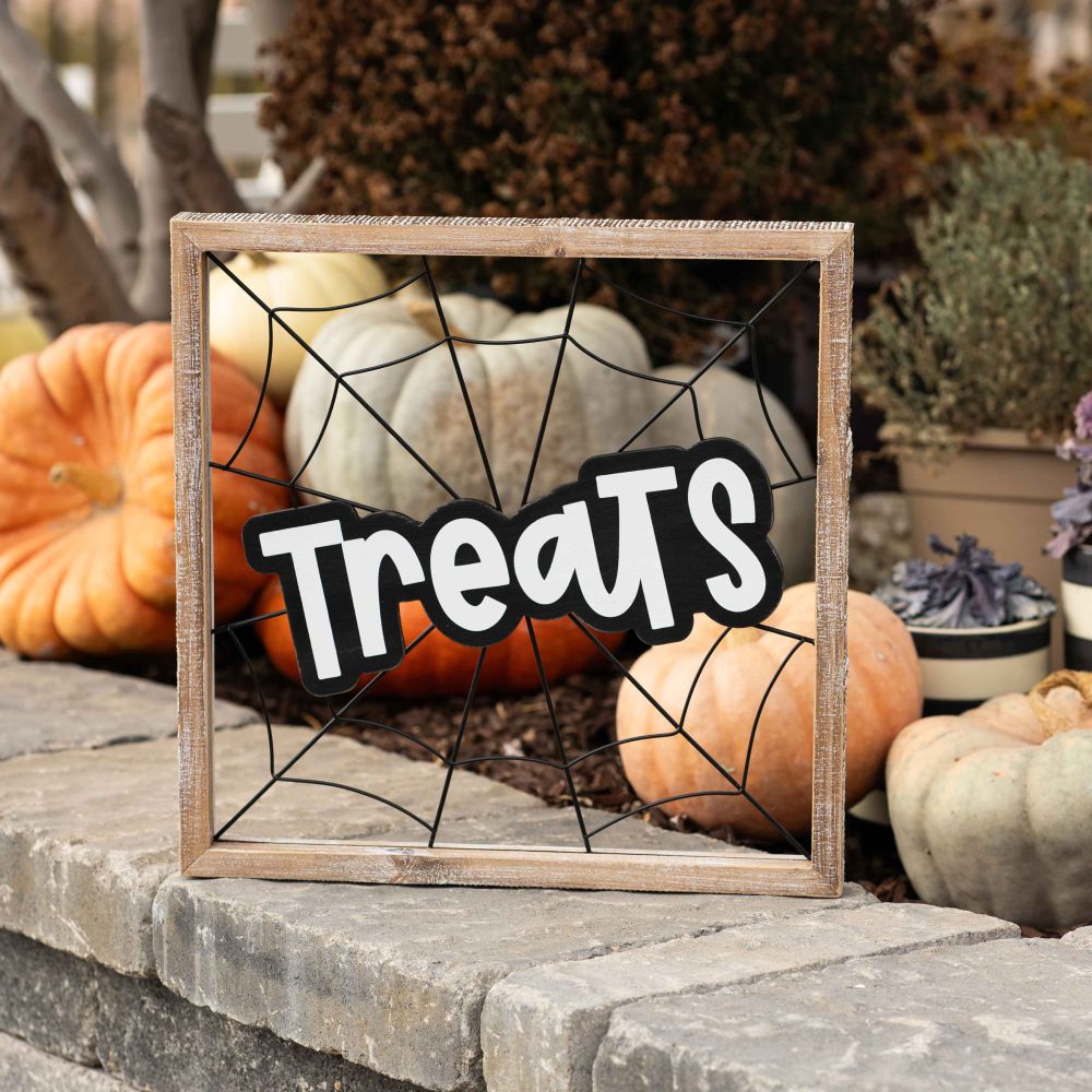 17" Wood Frame Sign - Treats | White and Black
