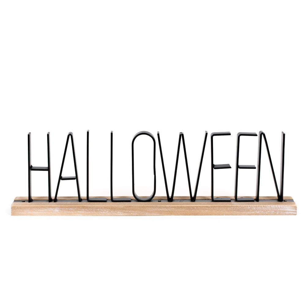 16" Wood Table Sitter - Halloween | Natural and Black