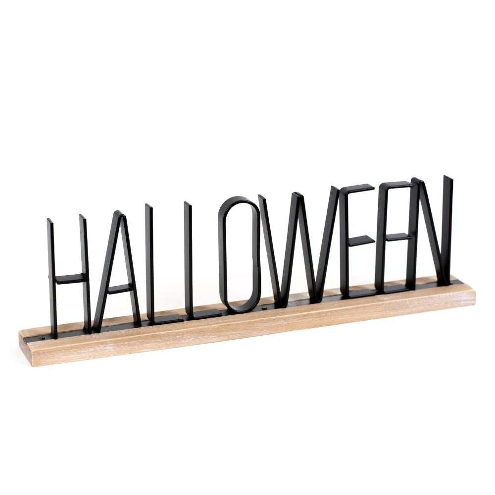 16" Wood Table Sitter - Halloween | Natural and Black