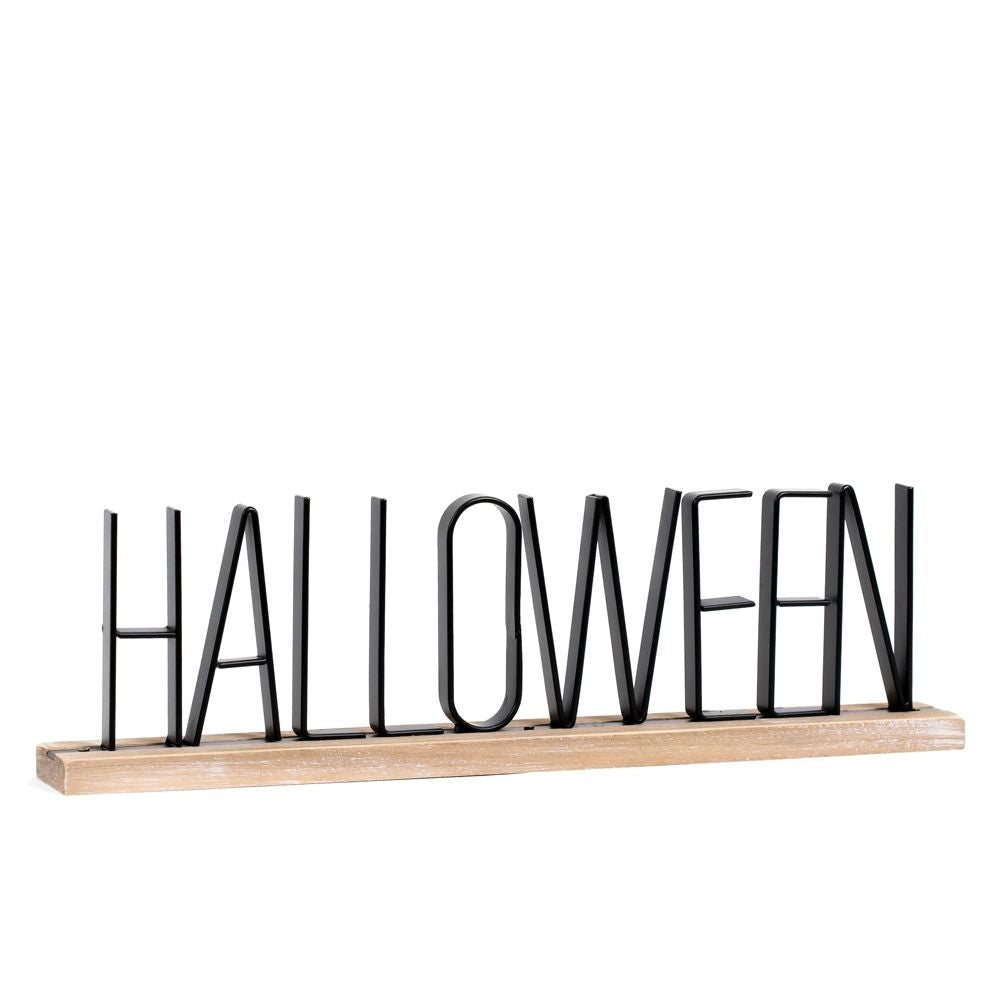 16" Wood Table Sitter - Halloween | Natural and Black