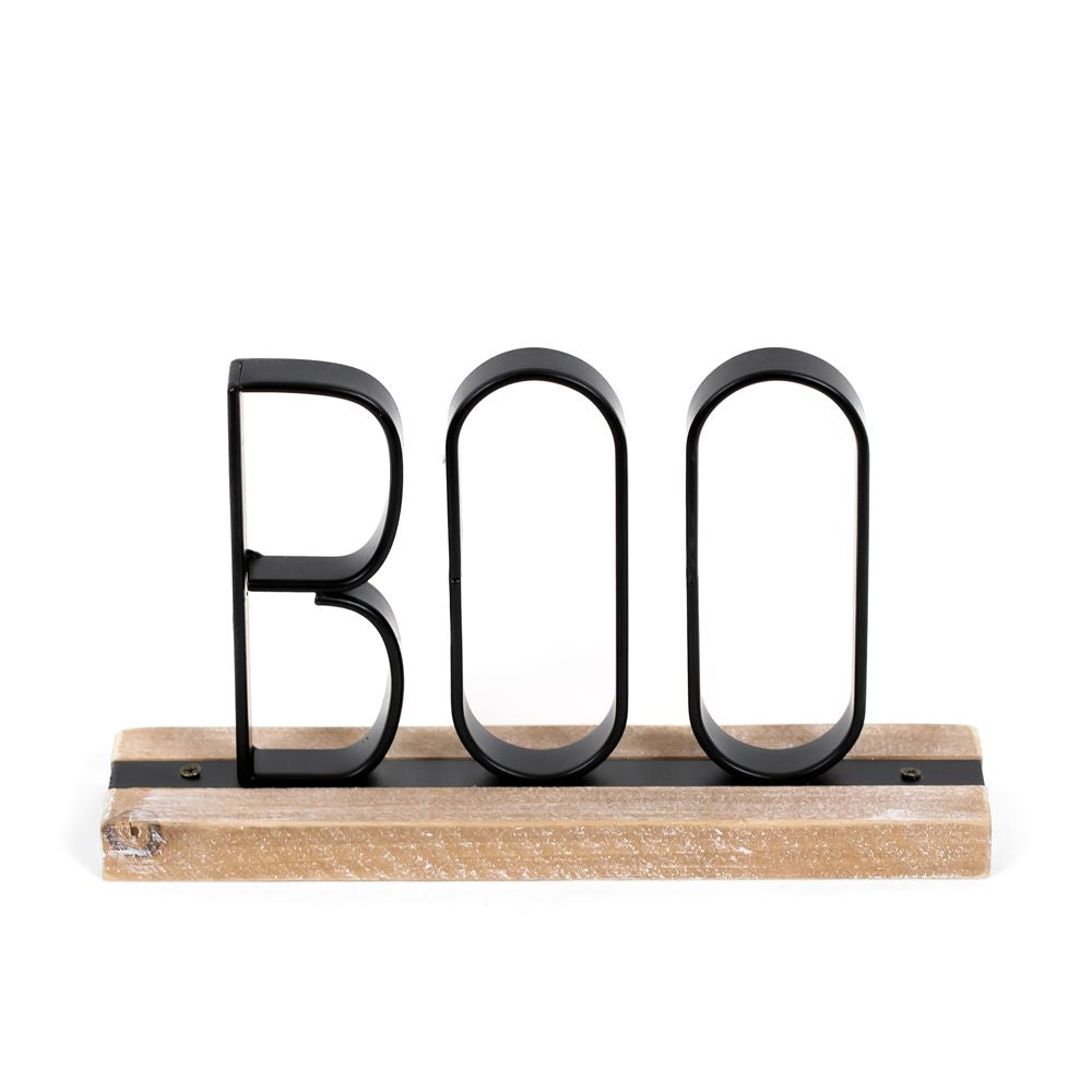 8" x 5" Wood Table Sitter - Boo | Natural and Black