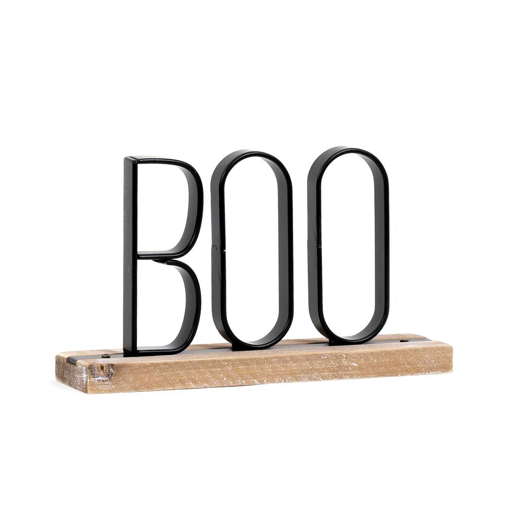 8" x 5" Wood Table Sitter - Boo | Natural and Black
