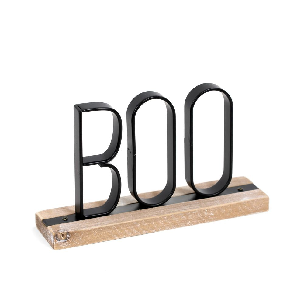 8" x 5" Wood Table Sitter - Boo | Natural and Black