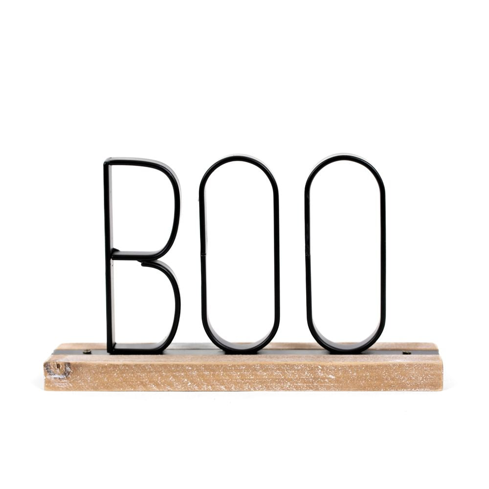 8" x 5" Wood Table Sitter - Boo | Natural and Black