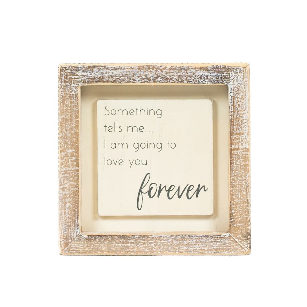5x5x1.5 wood frame sign (FOREVER) wh/gy