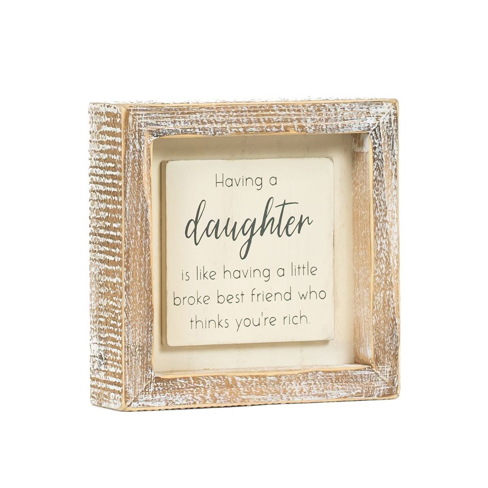5" Wood Frame Sign - Daughter/Best Friend | White and Gray