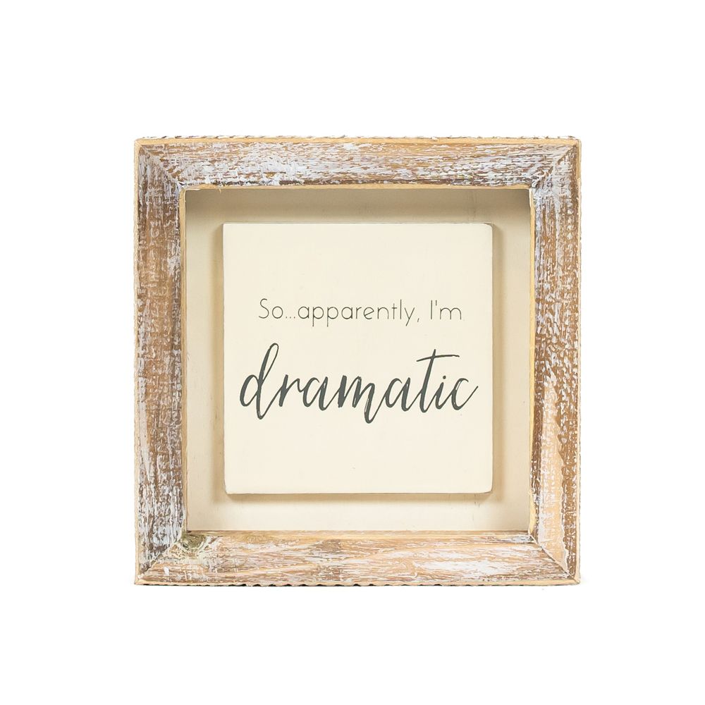 5x5x1.5 wood frame sign (DRAMATIC) wh/gy