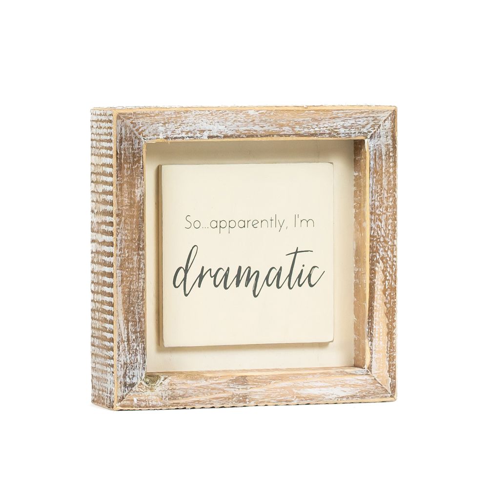 5" Wood Frame Sign - Dramatic | White and Gray