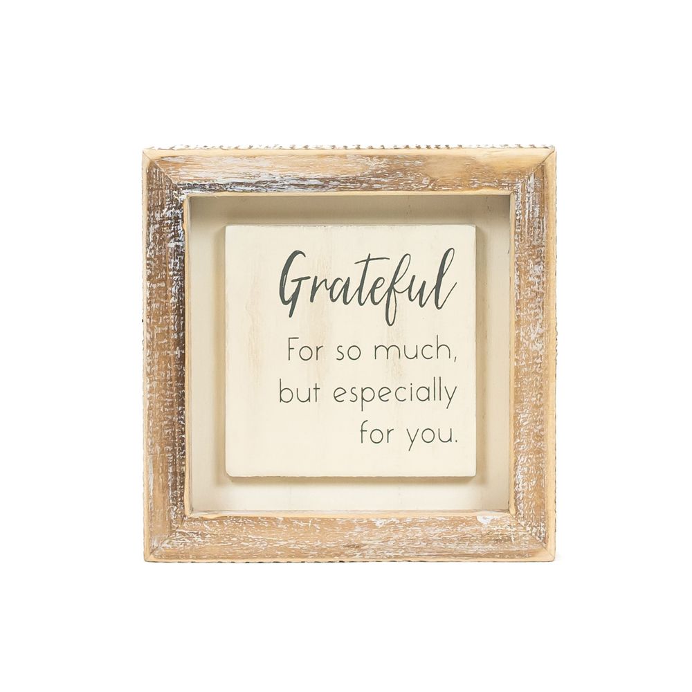 5x5x1.5 wood frame sign (GRATEFUL) wh/gy