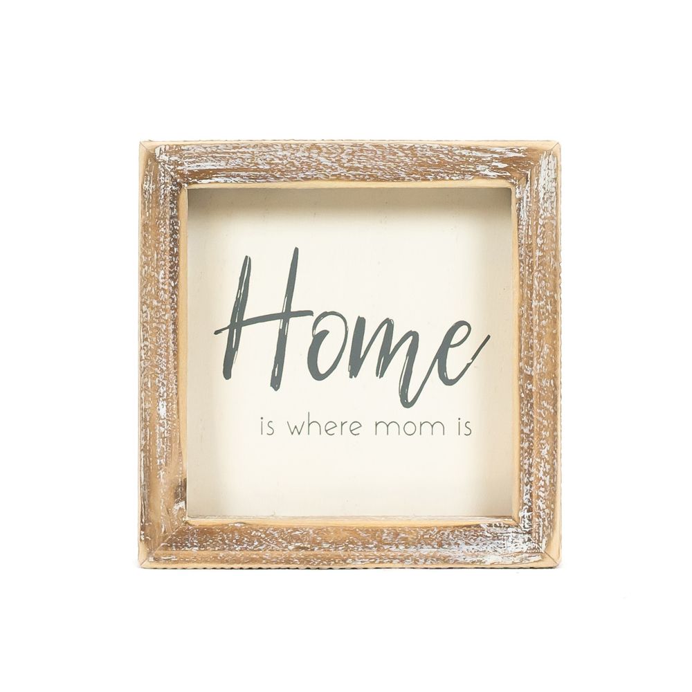 5x5x1.5 wood frame sign (HOME) wh/gy