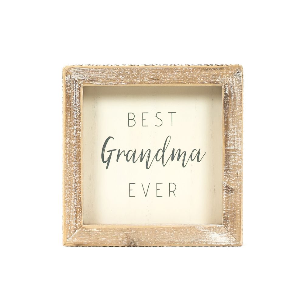 5x5x1.5 wood frame sign (GRANDMA) wh/gy