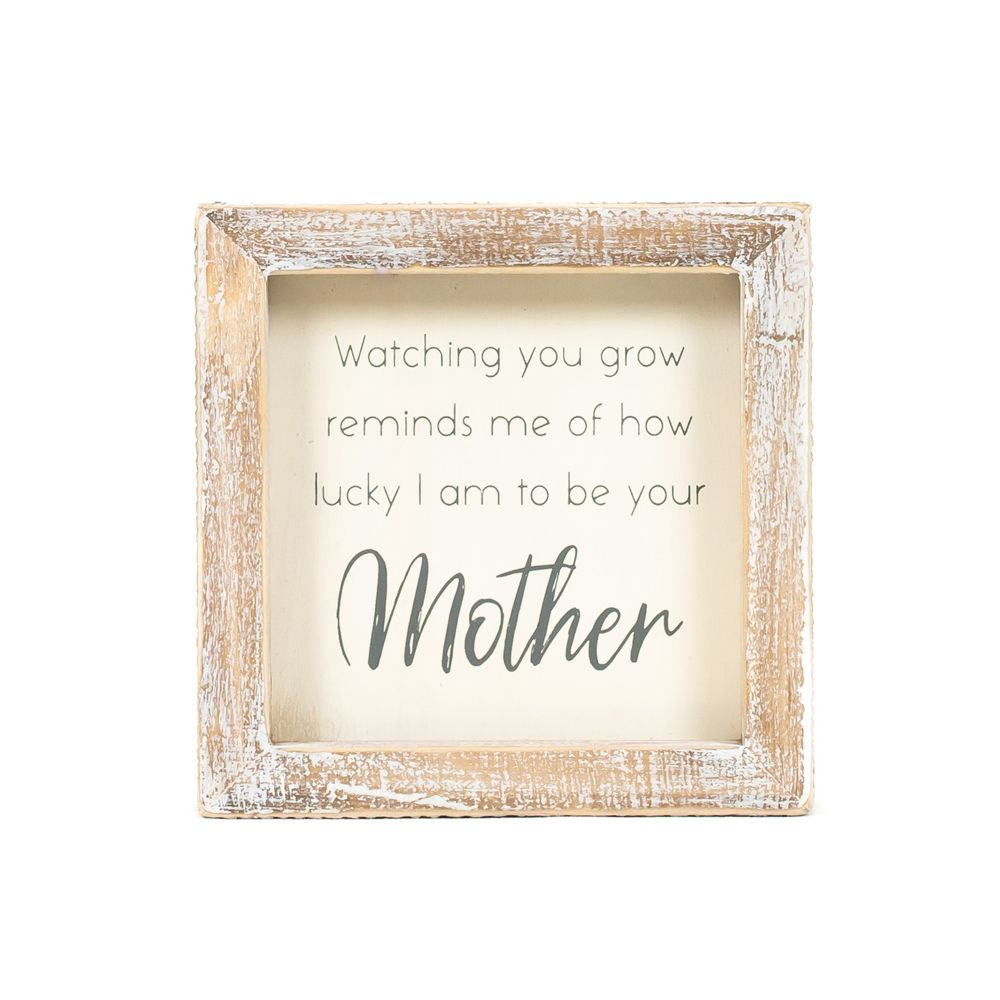 5x5x1.5 wood frame sign (MOTHER) wh/gy