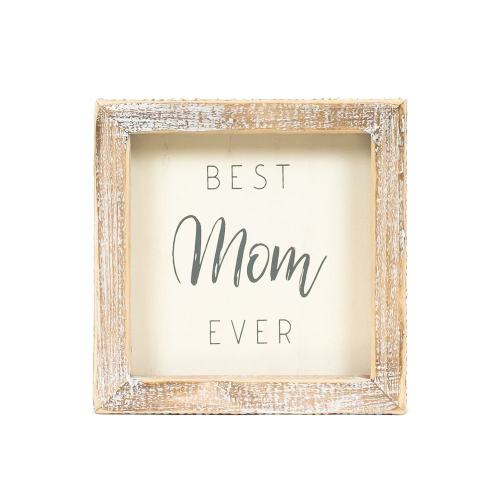 5x5x1.5 wood frame sign (MOM) wh/gy