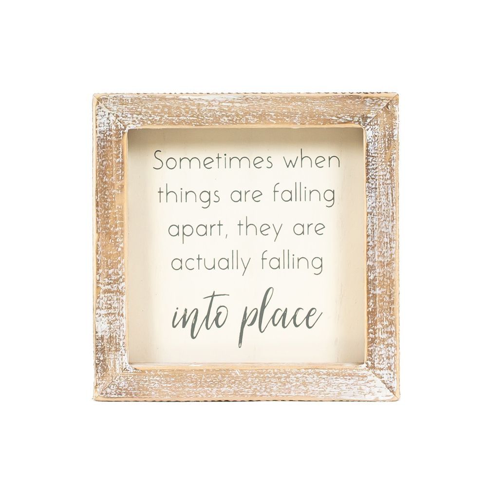 5x5x1.5 wood frame sign (INTO PLACE) wh/gy