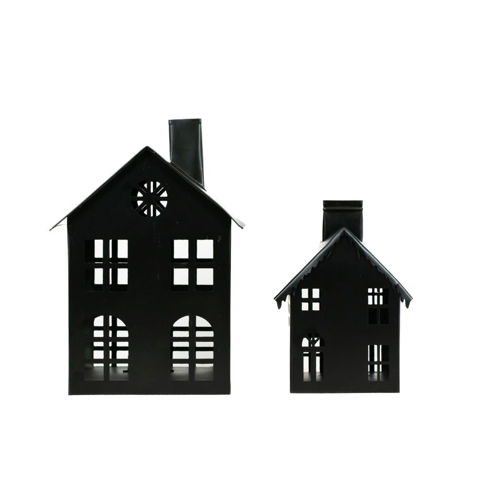 Iron Nested Bird Houses (Set of 2) - Black | 8x10x7 and 5x7x4.5