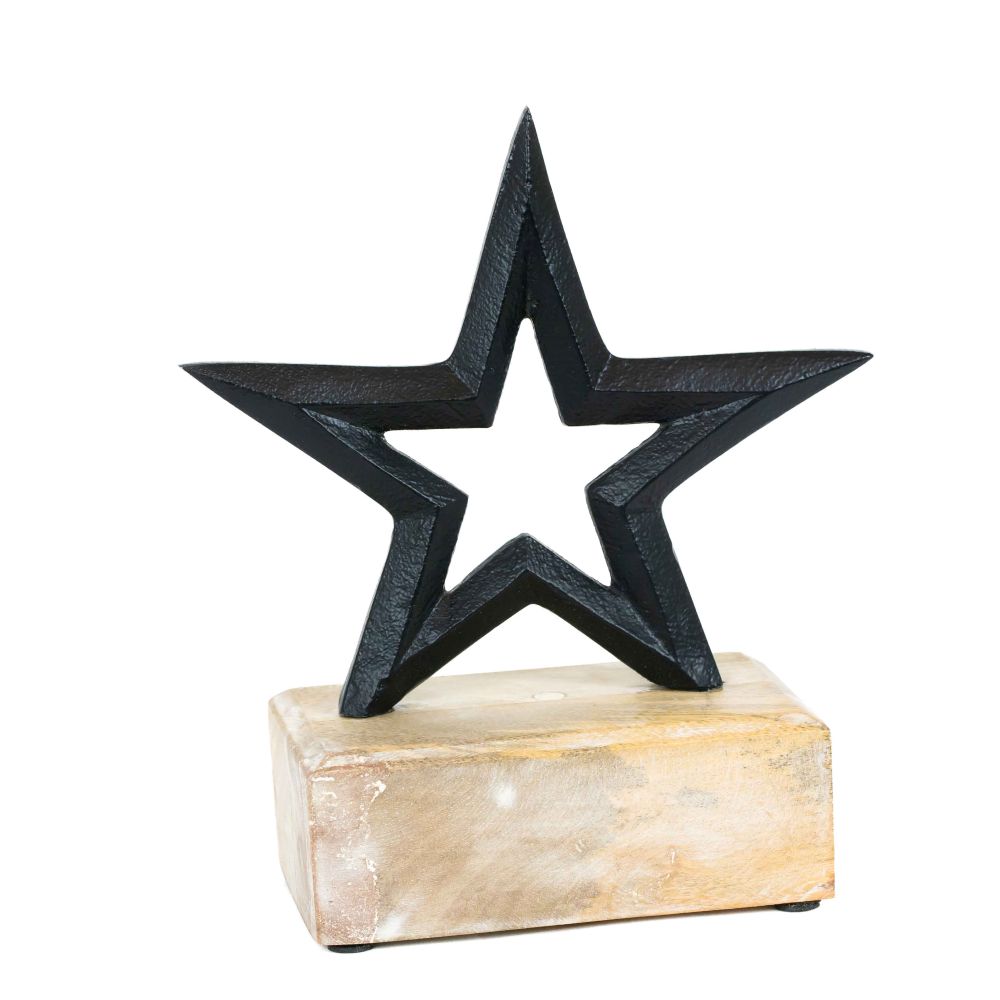 6x7x3 aluminium/mango cutout on stand (STAR) bk/ntrl