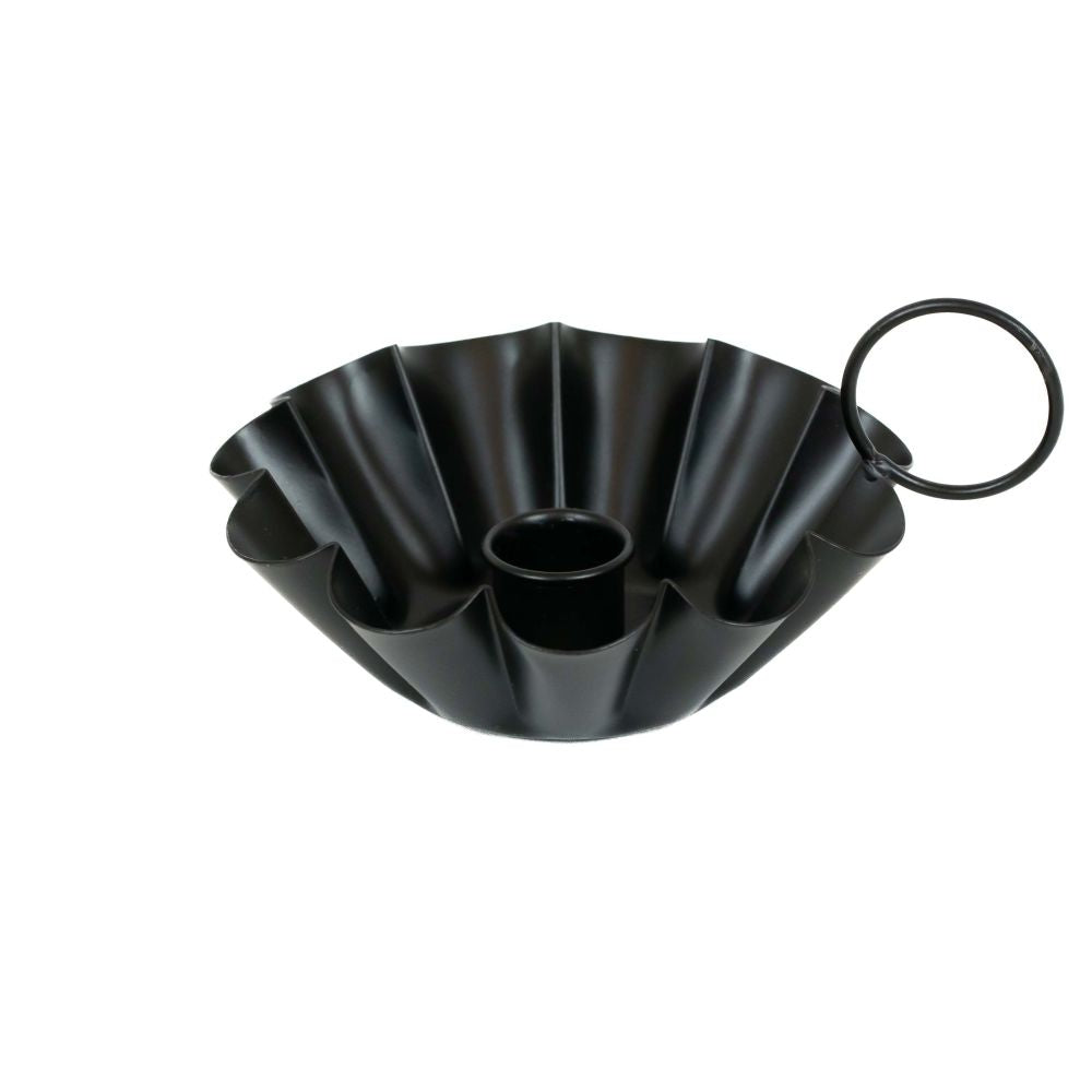 6" Iron Sampat Candle Holder - Black