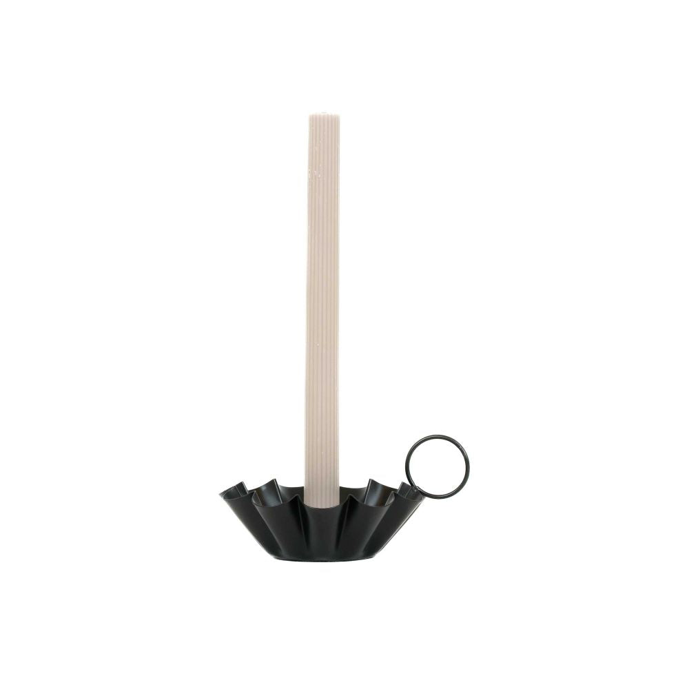 6" Iron Sampat Candle Holder - Black
