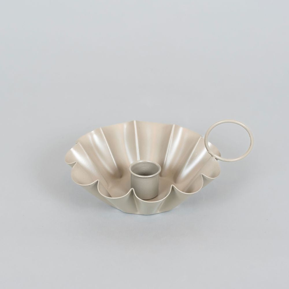 6" Iron Sampat Candle Holder - Tan | Sundara Collection