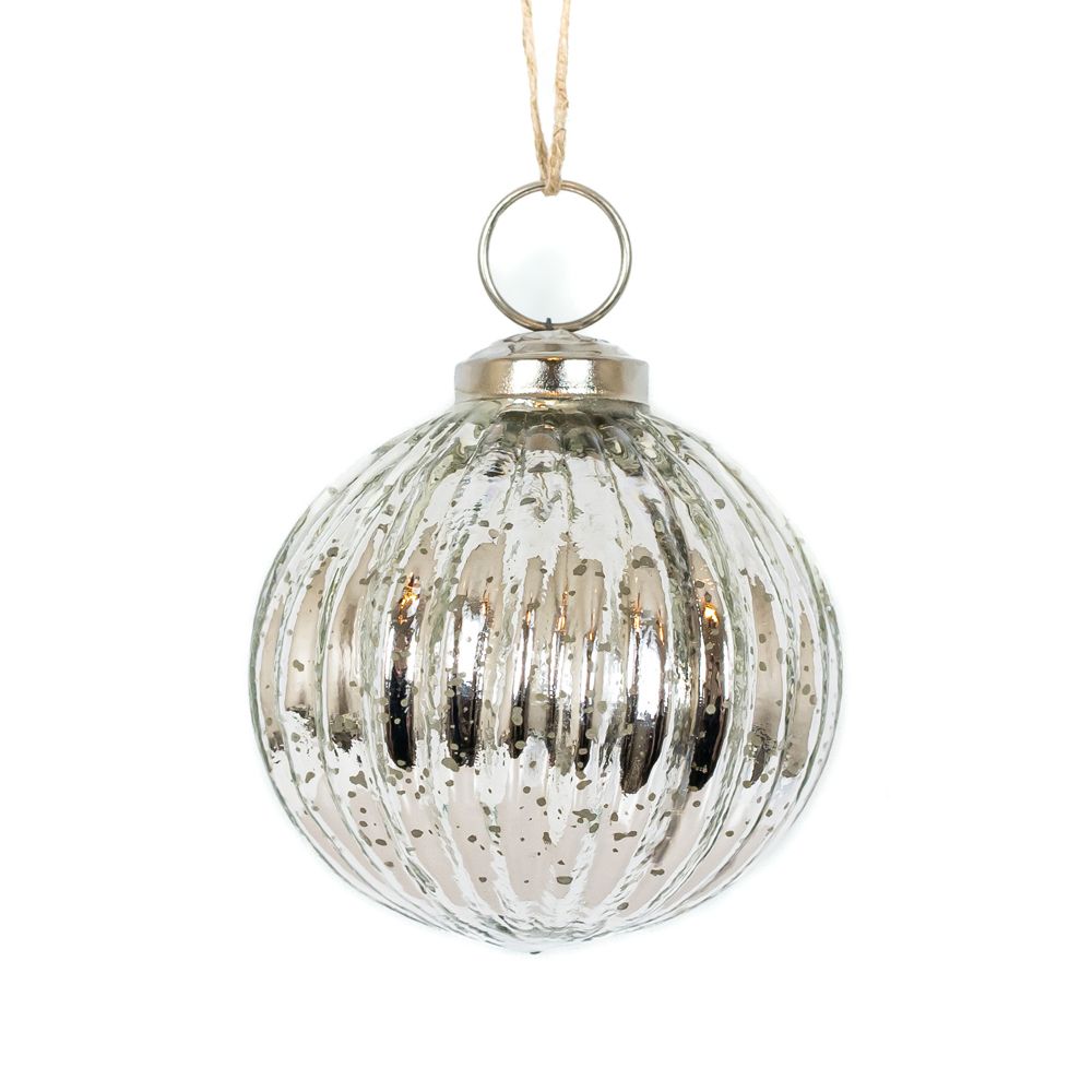 3" Glass Ornament Set - Silver | (Set of 3)
