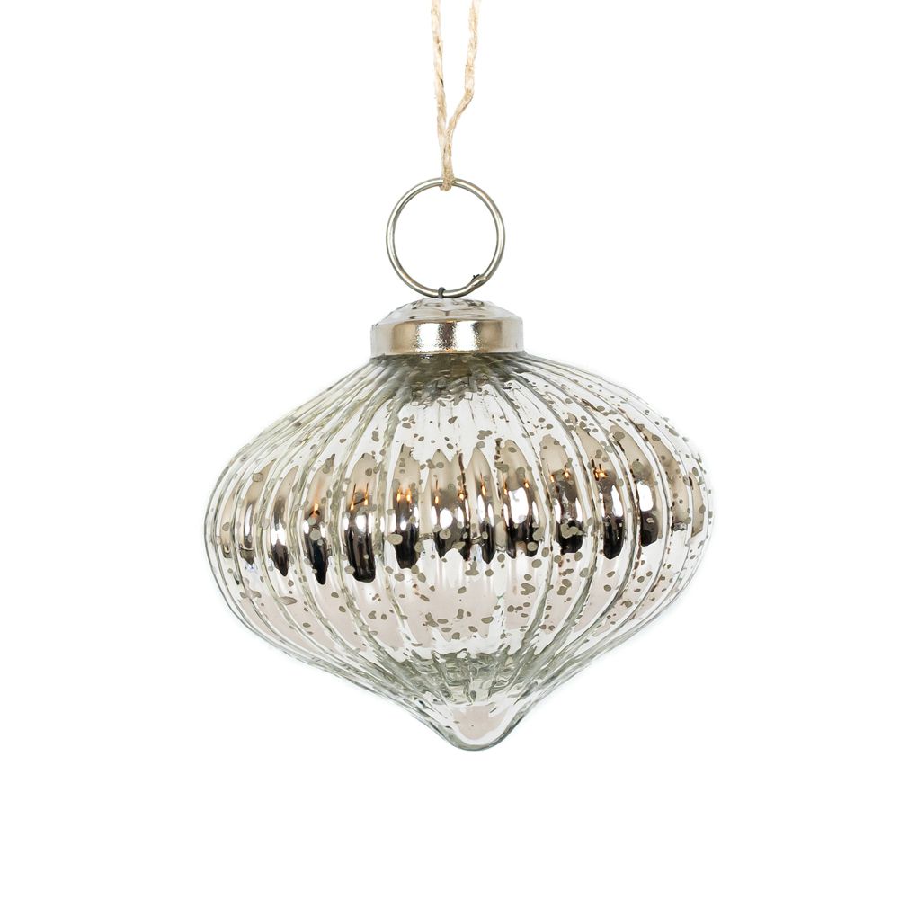3" Glass Ornament Set - Silver | (Set of 3)