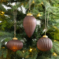 3x3x3 glass ornaments s/3, brown