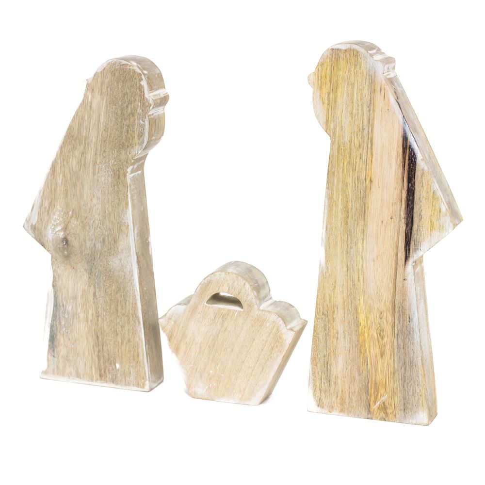 8" Mango Wood Cutout Set - Nativity (Set of 3) | Sundara Collection