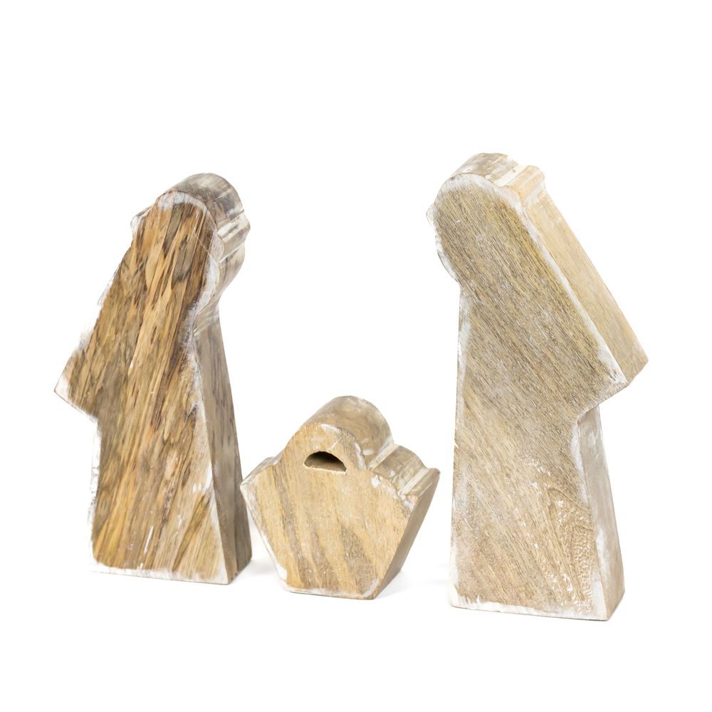 8" Mango Wood Cutout Set - Nativity (Set of 3) | Sundara Collection