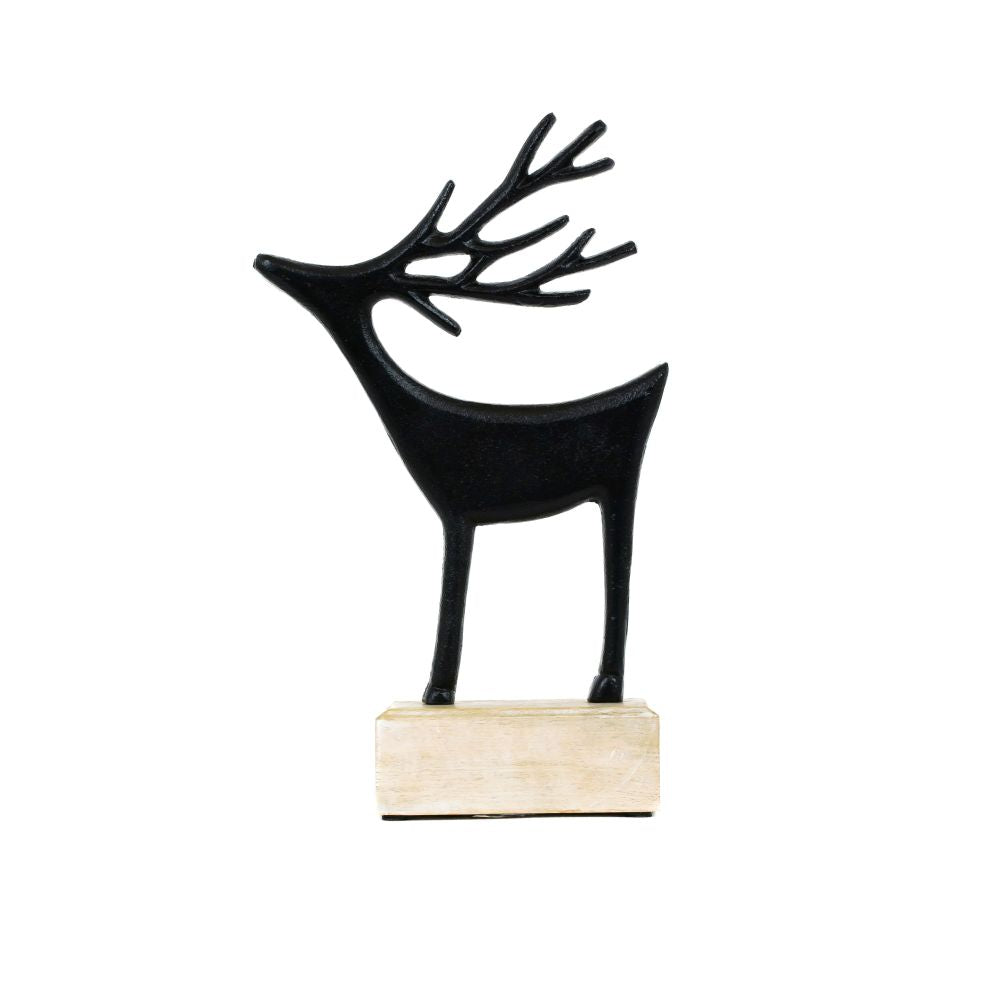 8x13x3 aluminium/mango cutout on stand (REINDEER) bk/ntrl
