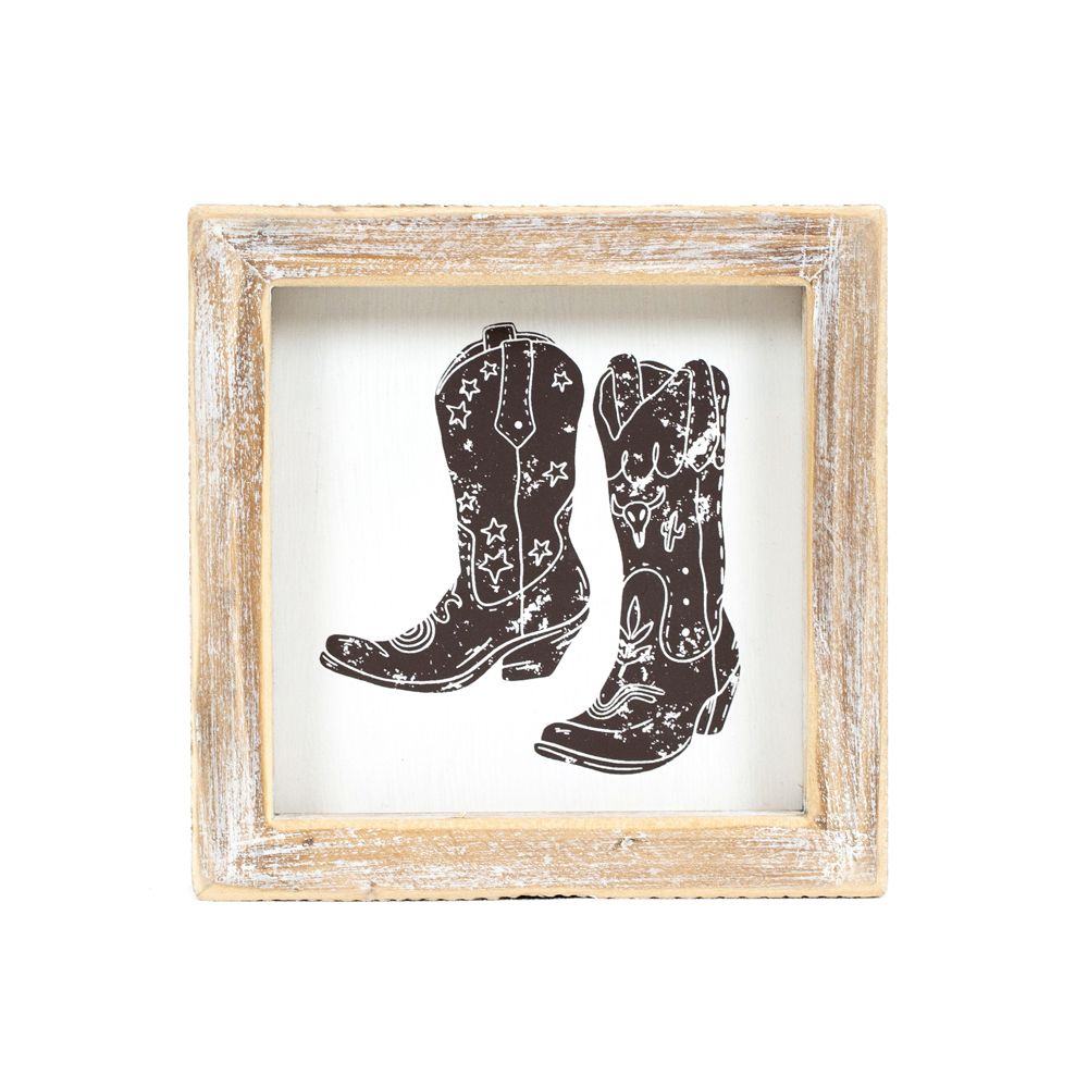 5" Reversible Wood Frame Sign - Hat/Boots | Giddy Up Collection