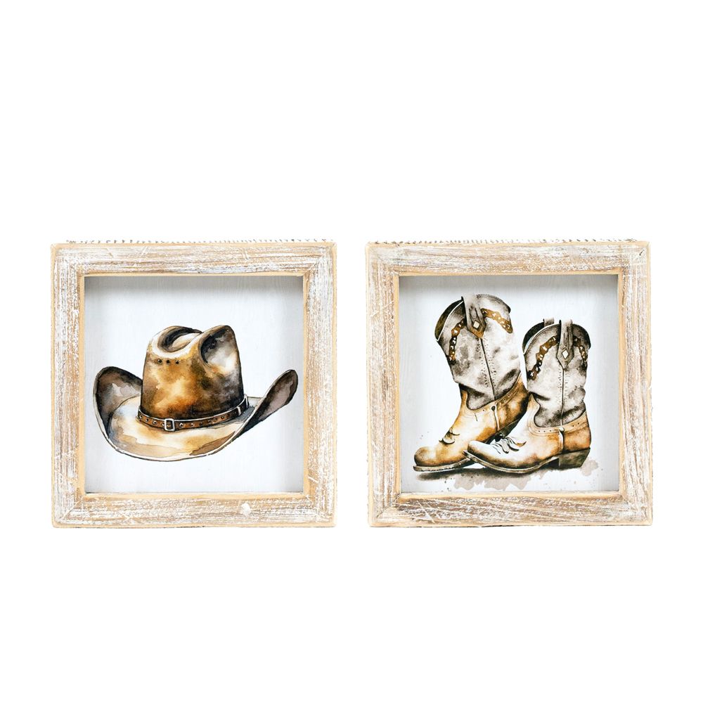 5x5x1.5 rvs wood frame sign (HAT/BOOTS)